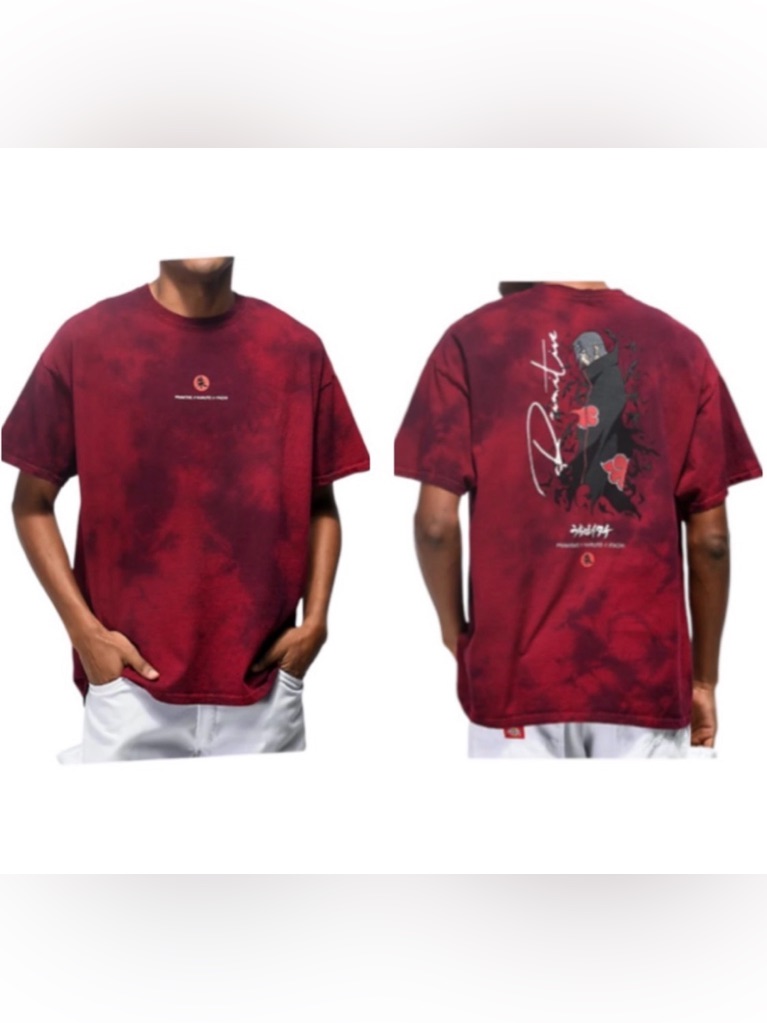 Primitive X Naruto Crows Washed Burgundy T-Shirt Size Large Anime